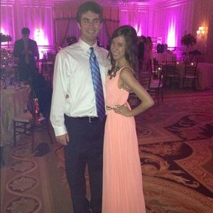 BCBGeneration Coral Pleated Maxi Dress Size XXS